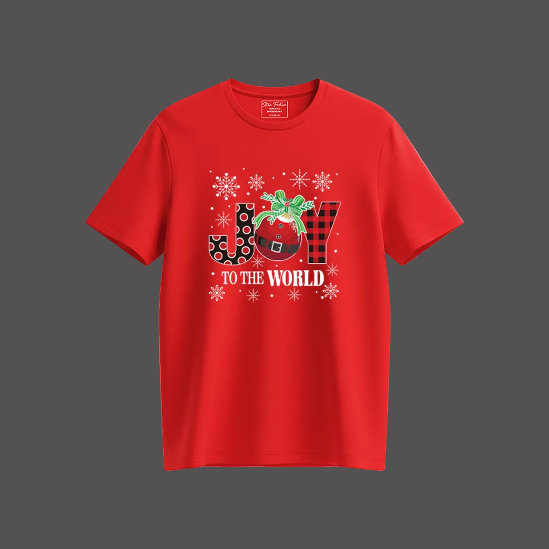 Kids' Red 'Joy to the World' Christmas Graphic T-Shirt