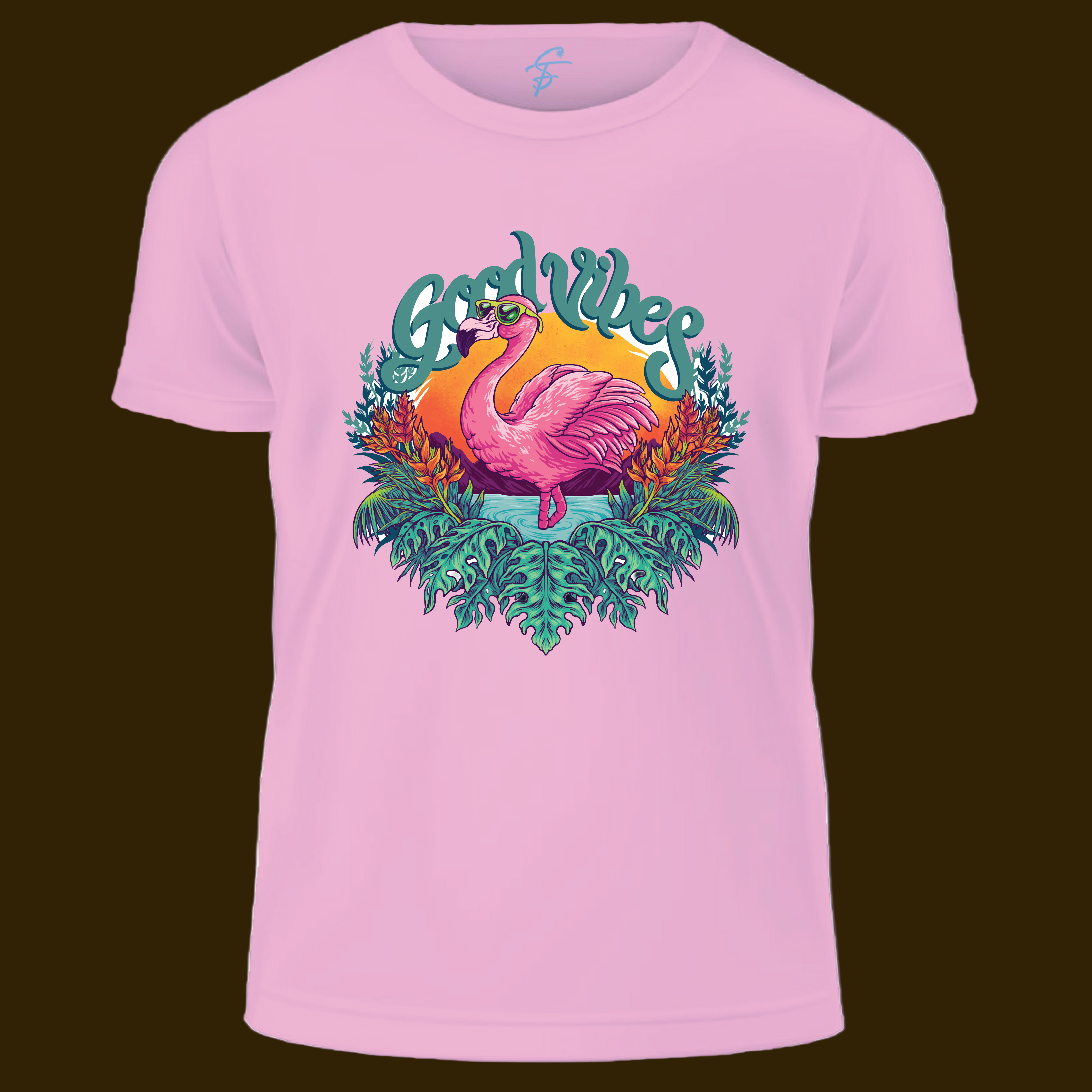 Good Vibes Flamingo T-Shirt  Summer Beach Aesthetic Graphic Tee  for Men & Women