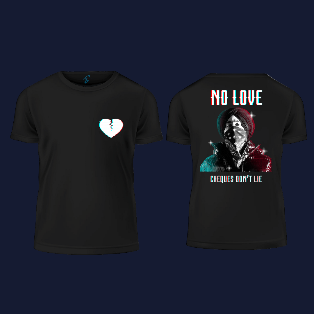 Shubh No Love T-Shirt  | Punjabi Rapper Graphic Tee | Hip Hop Streetwear | Desi Rap Oversized Black Cotton Shirt