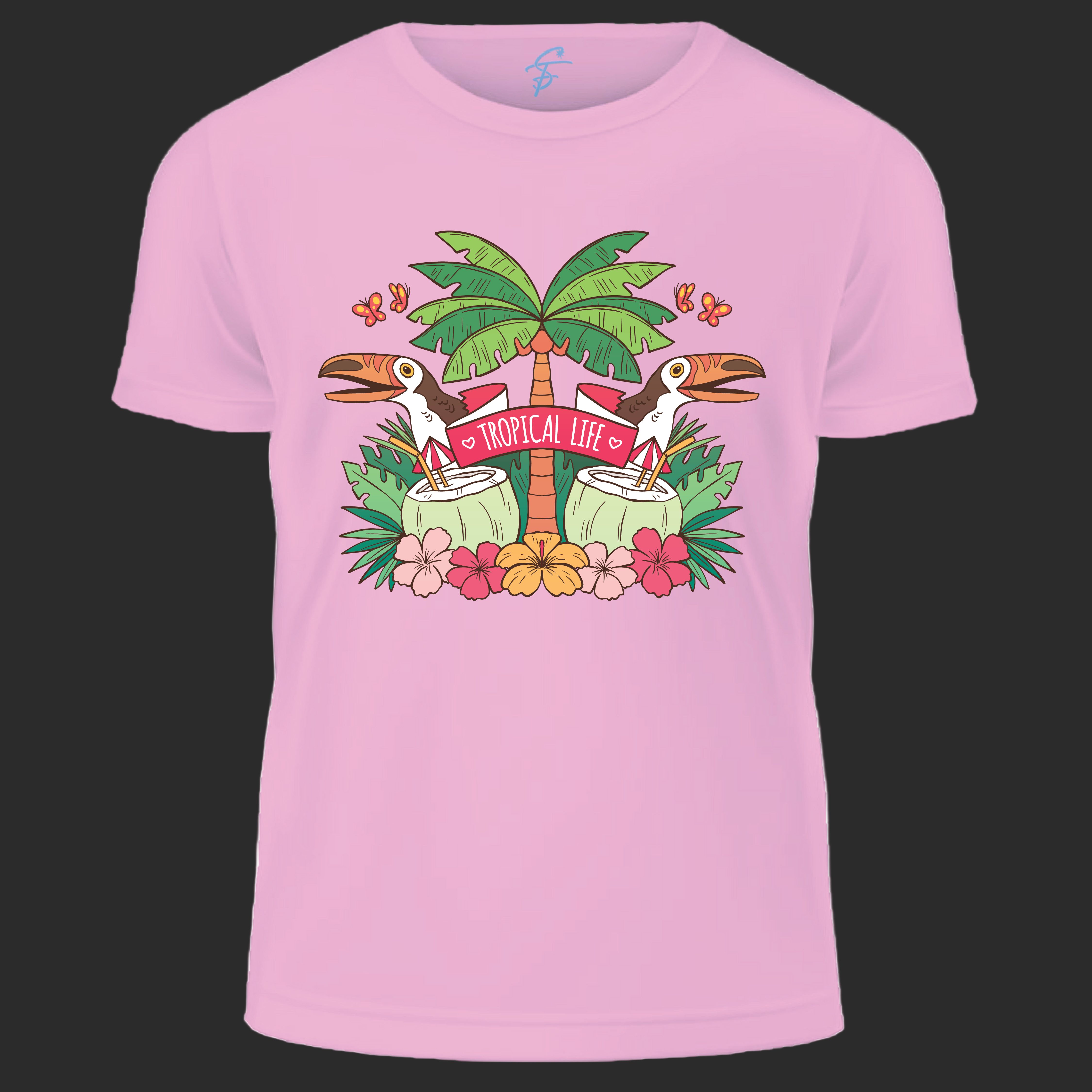 Kawaii Tropical Life T-Shirt  Cute Palm Tree & Toucan Graphic Tee  Summer Beach Vacation Gift for Men & Women
