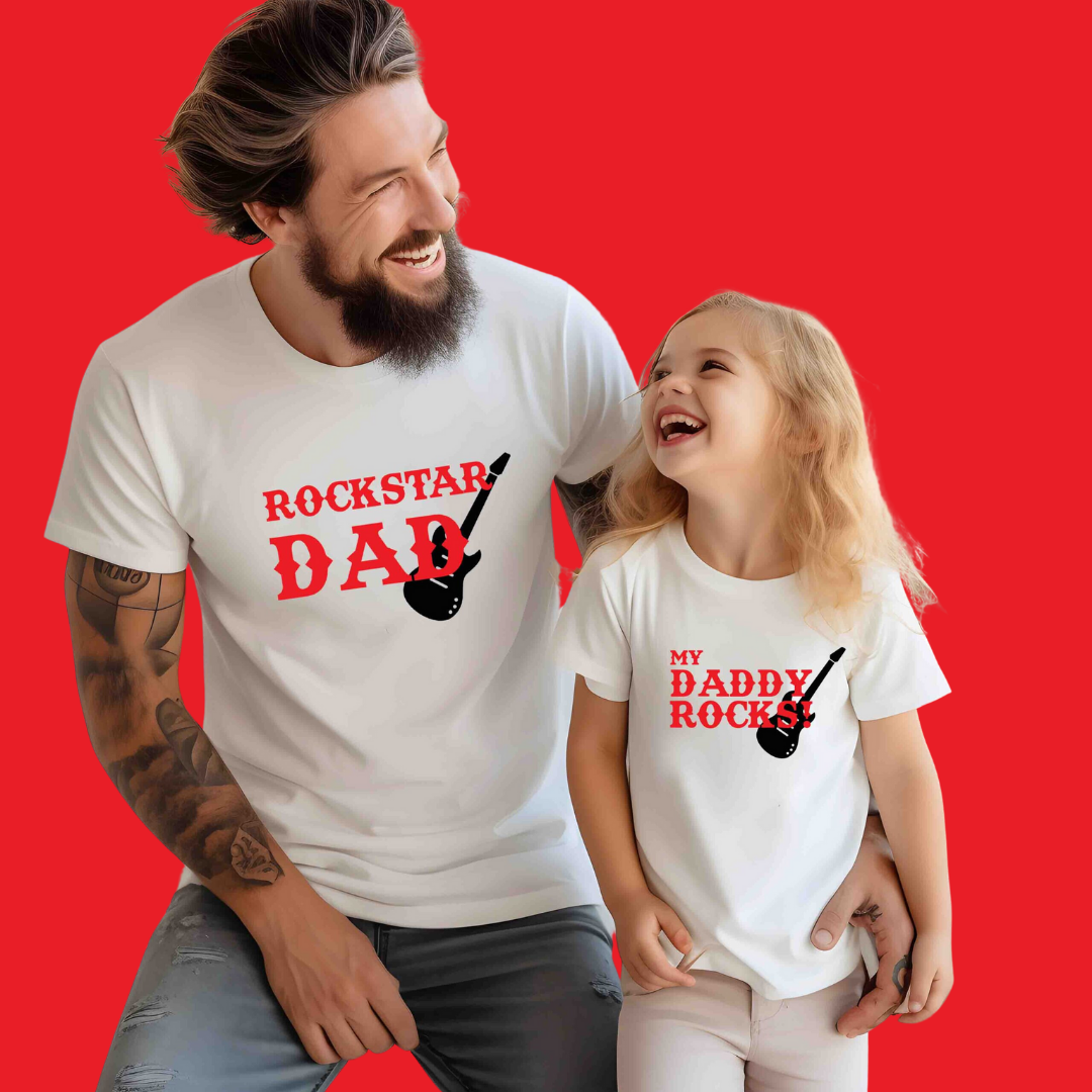 ROCKSTAR DAD WITH DAUGHTER TSHIRT AND ROMPER - Dad & Me
