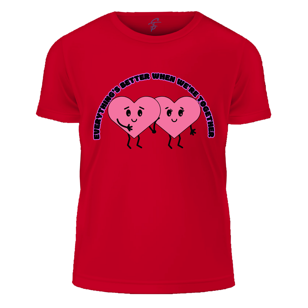 Cute Heart Design, Everything's Better Together, Set of 2 PCS - Couple Tshirt for Couples