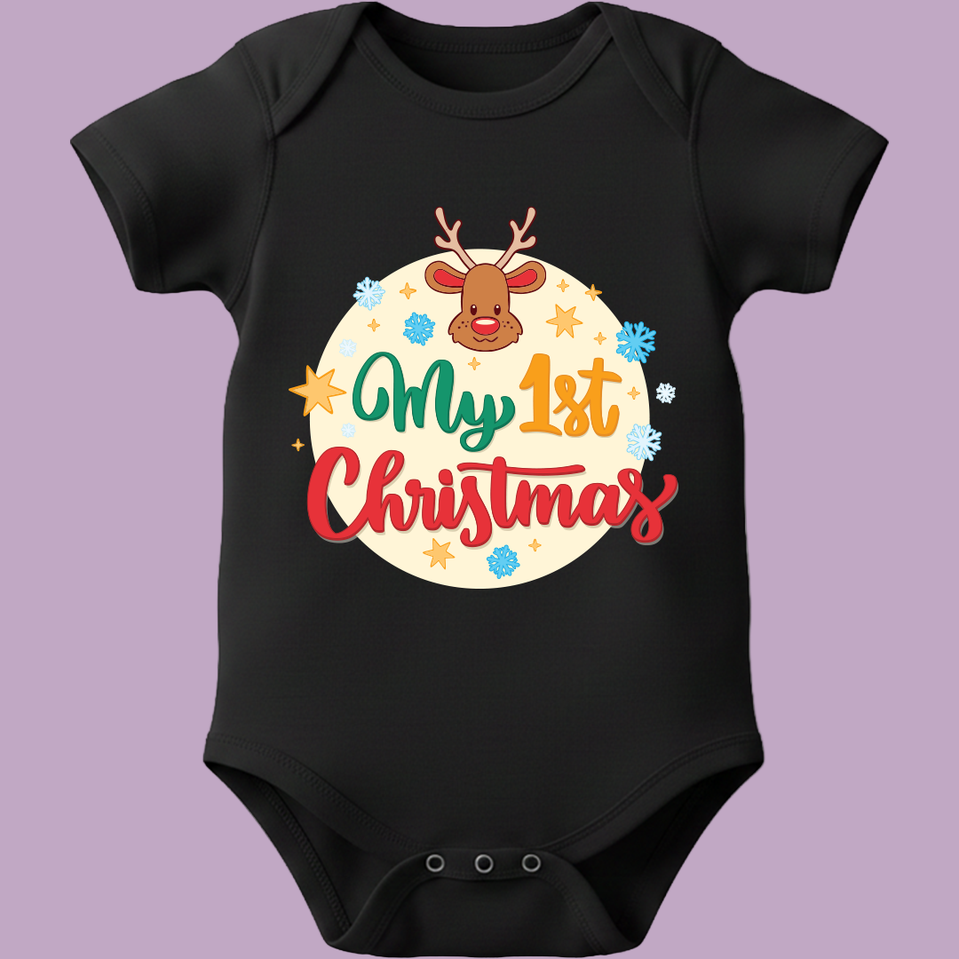 My First Christmas Keepsake Romper with Reindeer Graphic