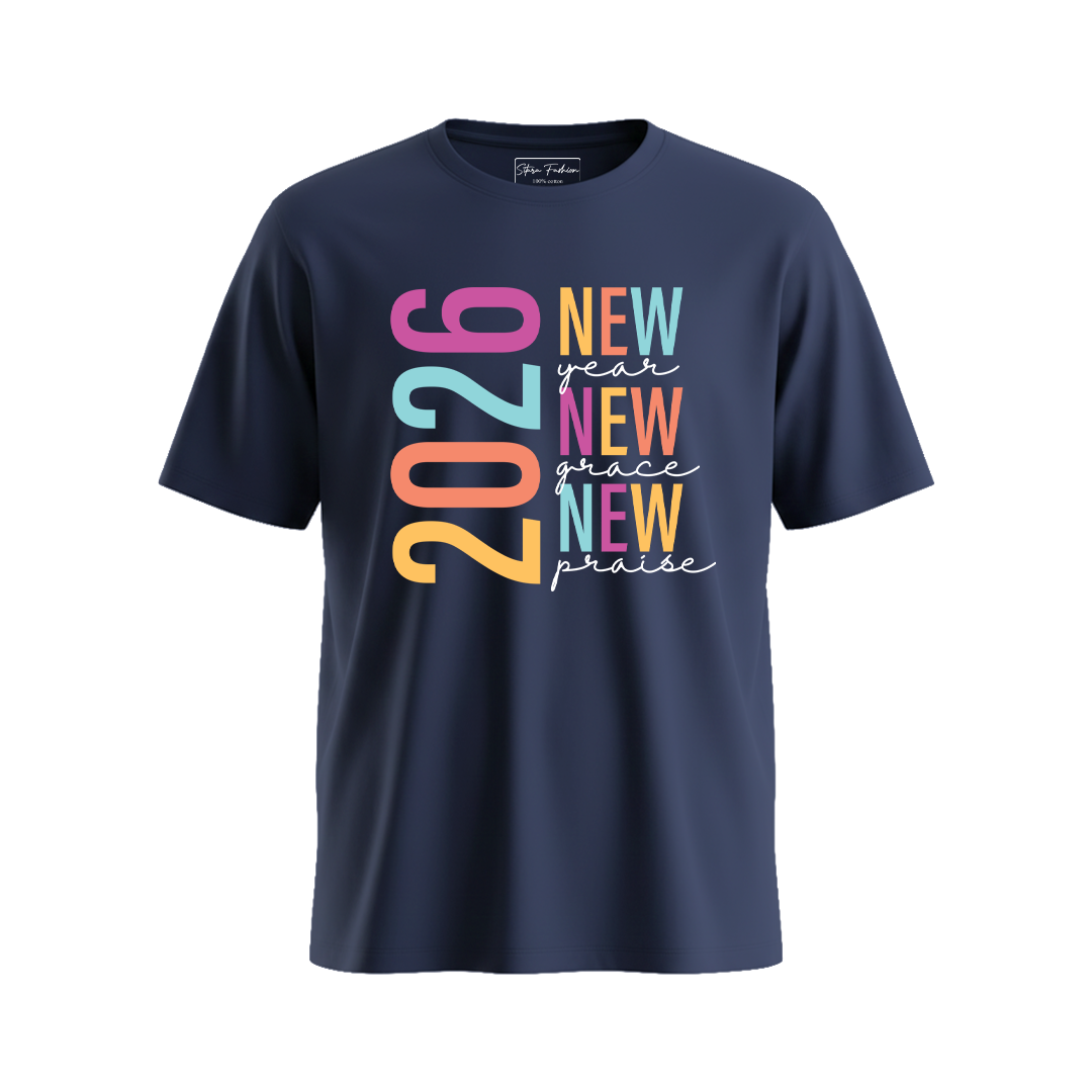 New Year New Grace New Praise 2026 Collection: Custom Family Matching T-Shirts for New Year’s Day - Faith-Based Graphic Tees for Adults, Toddlers, and Infants