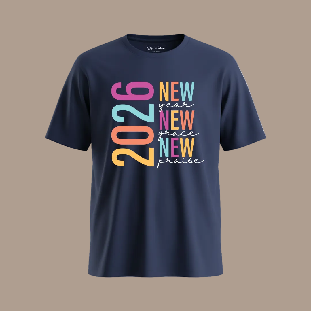 New Year New Grace New Praise 2026 Collection: Custom Family Matching T-Shirts for New Year’s Day - Faith-Based Graphic Tees for Adults, Toddlers, and Infants