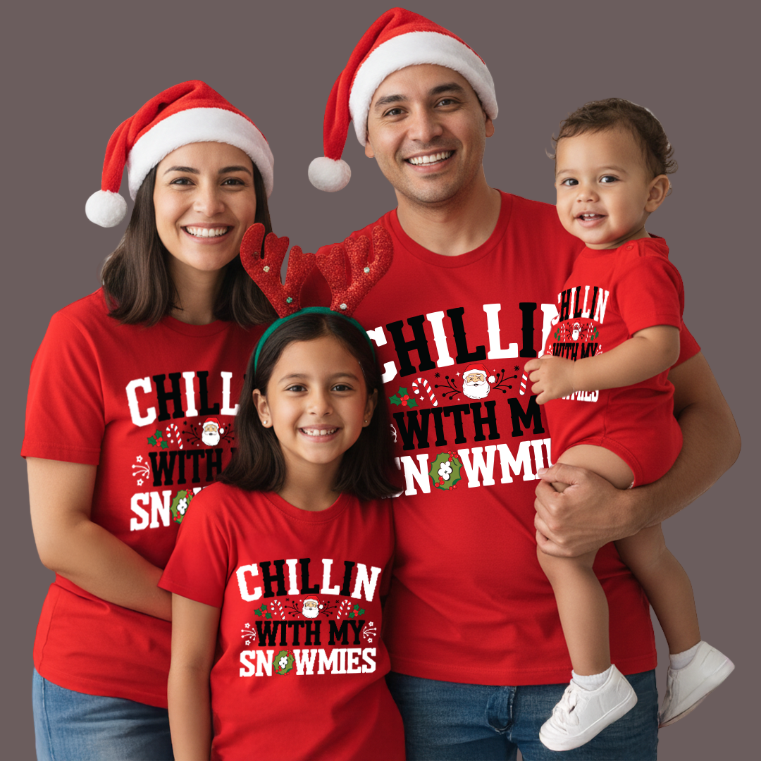 Christmas T-shirt | Santa T-shirt | Chillin with my Snowmies Matching Family outfit
