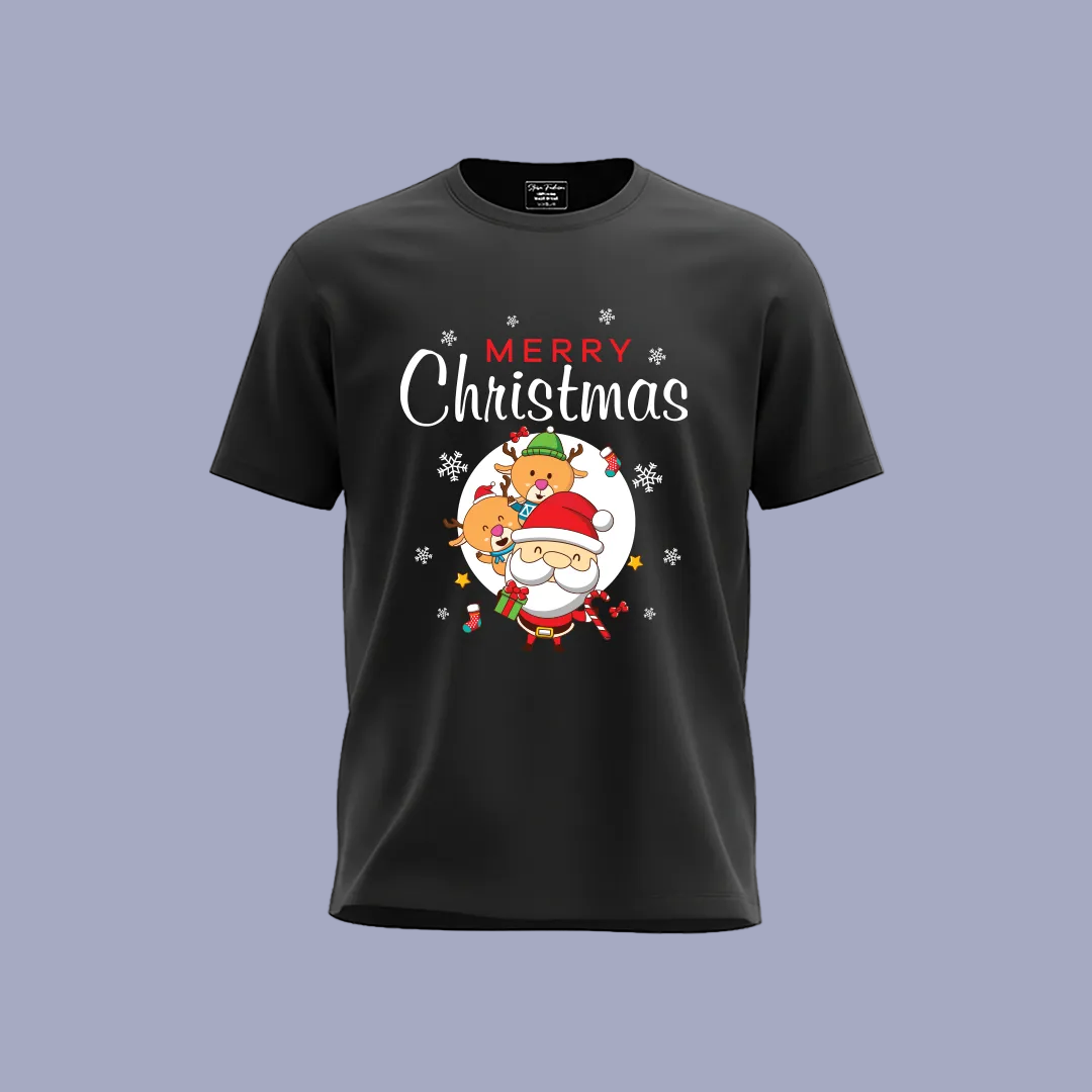Youth Holiday Photo T-Shirt  Merry Christmas Santa Graphic  Unisex Casual Kids Wear