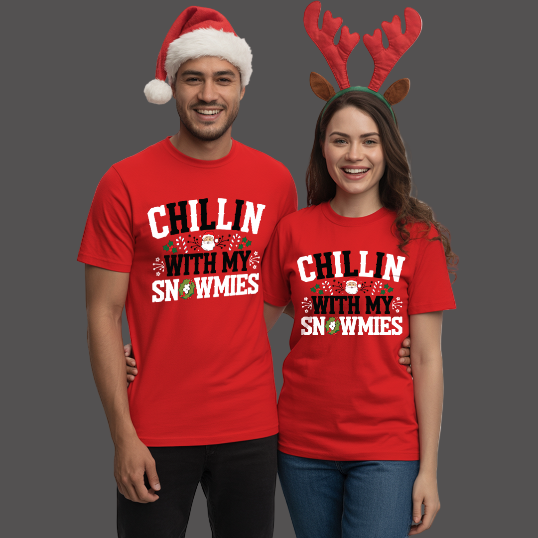 Christmas T-shirt | Santa T-shirt | Chillin with my Snowmies Matching Family outfit