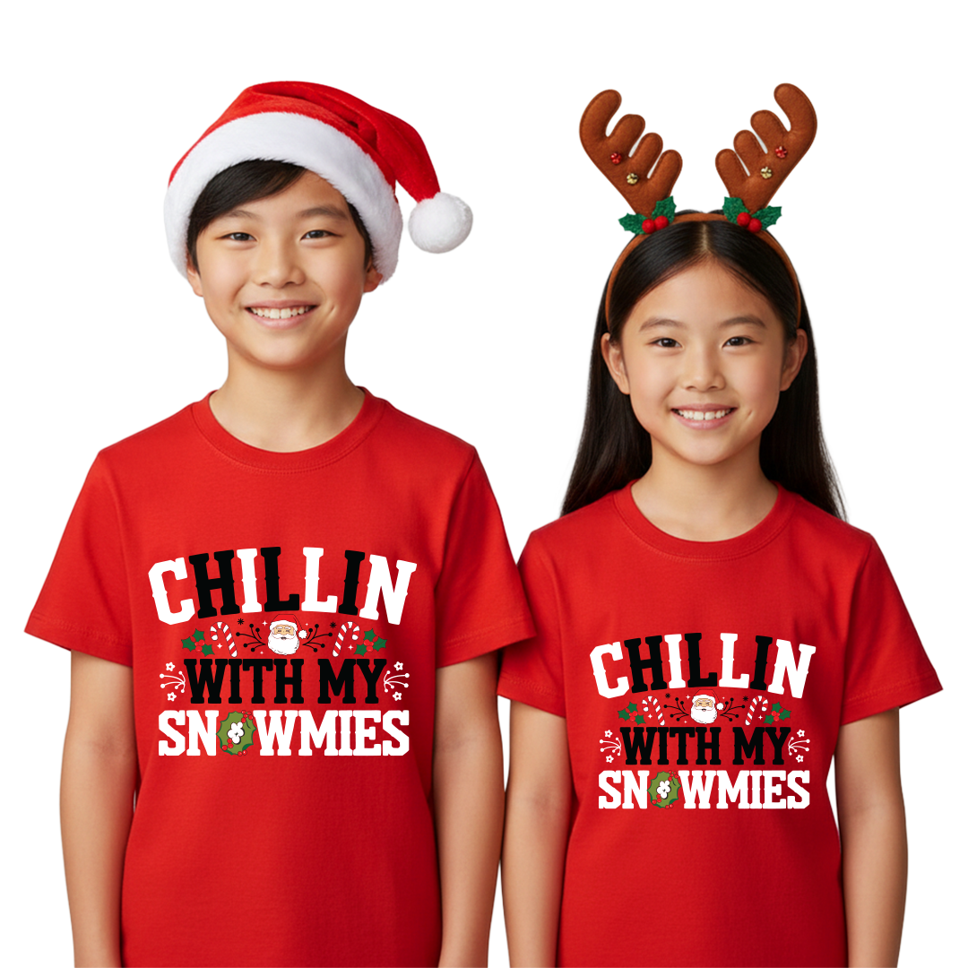 Christmas T-shirt | Santa T-shirt | Chillin with my Snowmies Matching Family outfit