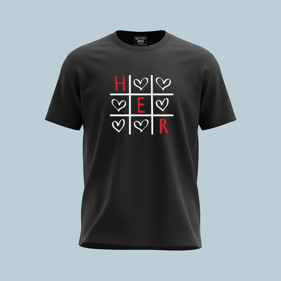 Unique Tic Tac Toe Matching Couple T-Shirts | Romantic Valentine's Day Tees
