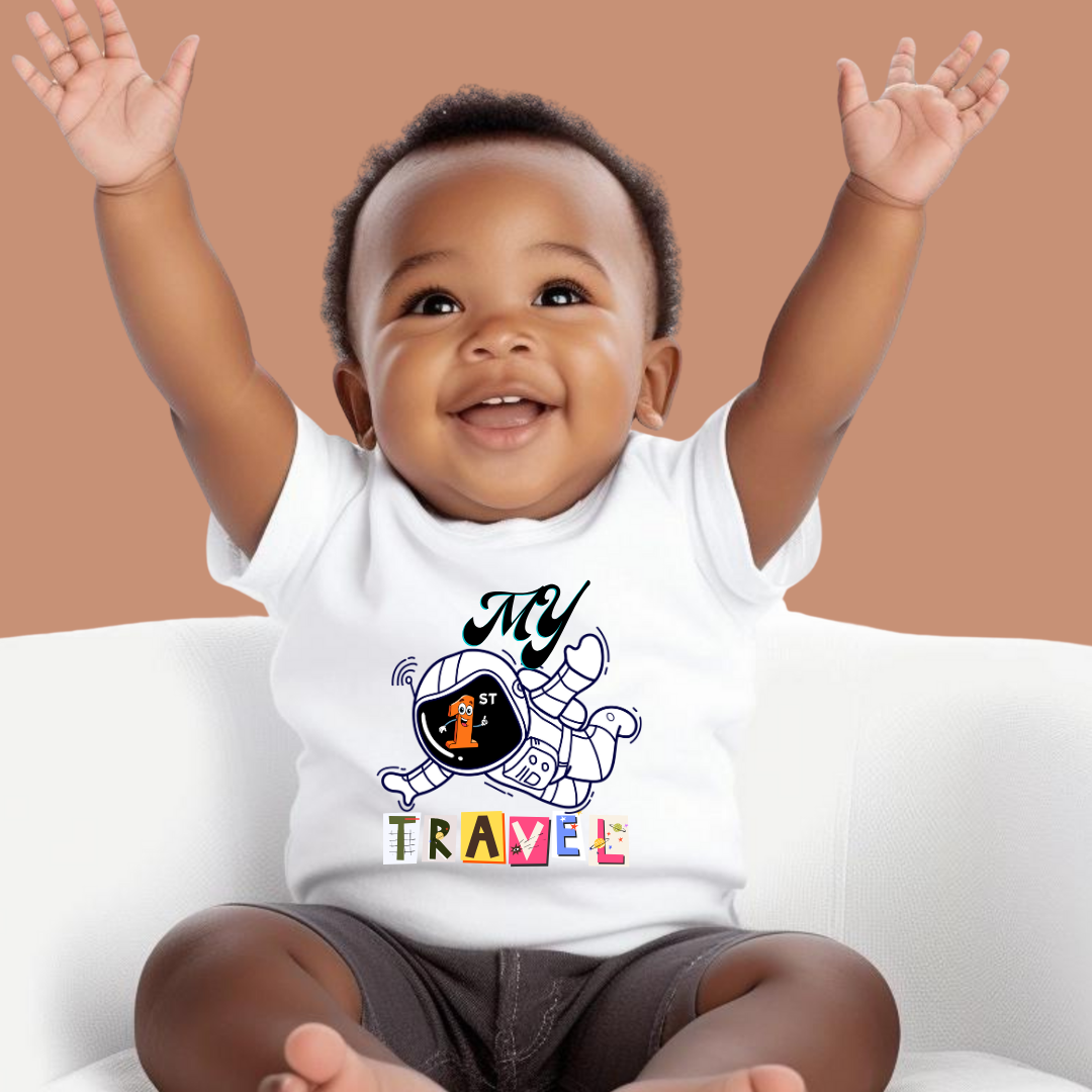 MY FIRST TRAVEL, 100% Cotton Bodysuit,TRAVEL Outfit