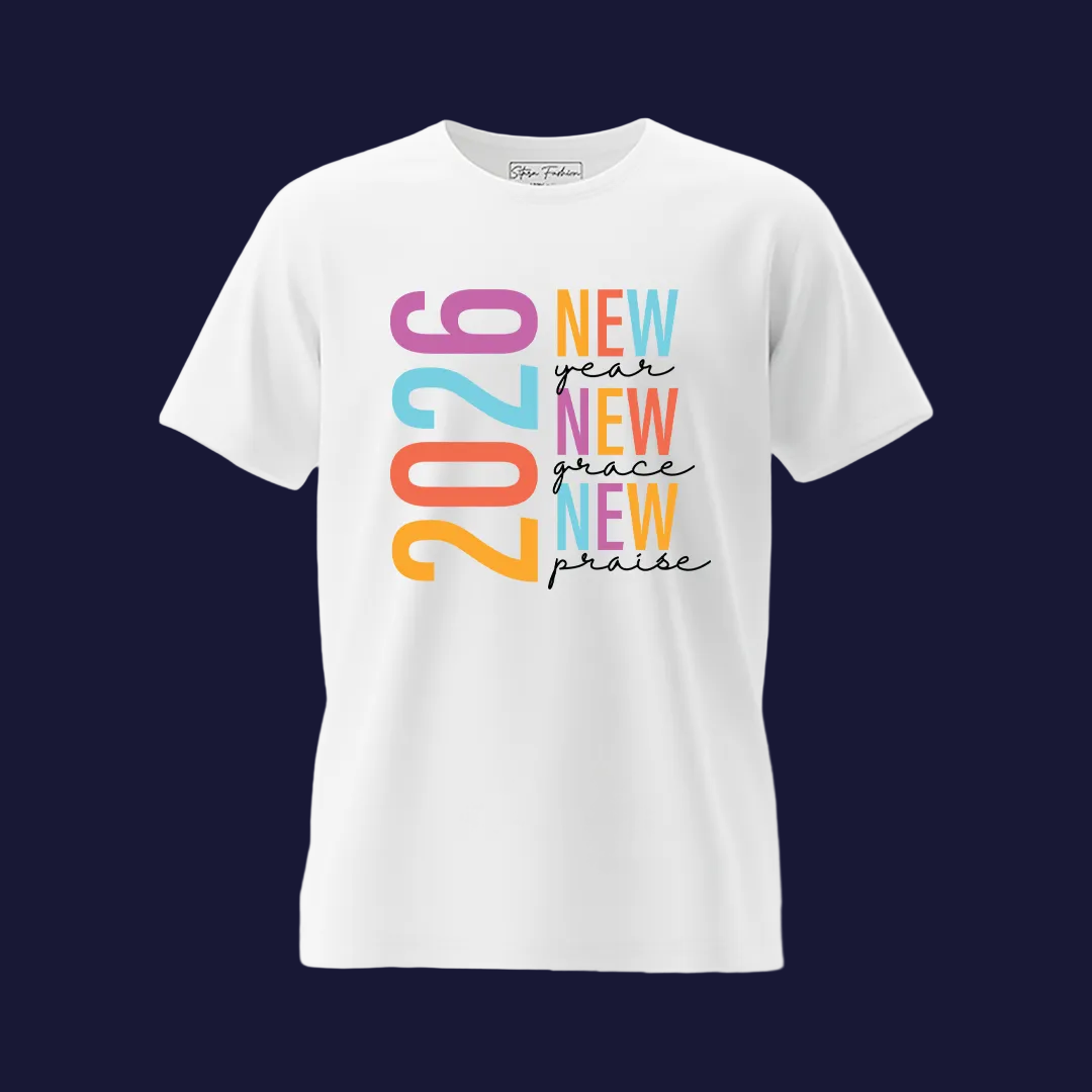 New Year New Grace New Praise 2026 Collection: Custom Family Matching T-Shirts for New Year’s Day - Faith-Based Graphic Tees for Adults, Toddlers, and Infants