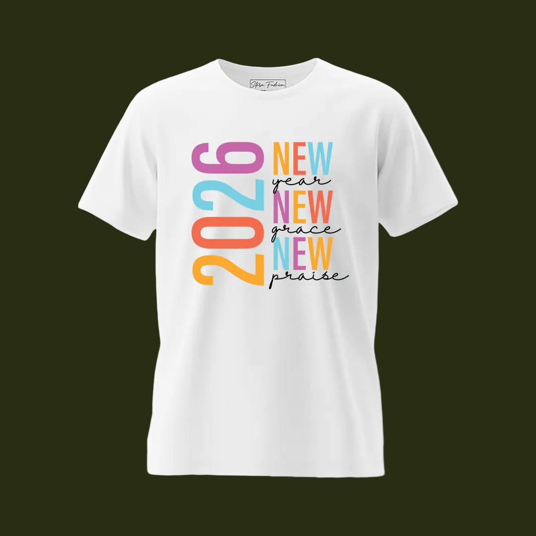 New Year New Grace New Praise 2026 Collection: Custom Family Matching T-Shirts for New Year’s Day - Faith-Based Graphic Tees for Adults, Toddlers, and Infants