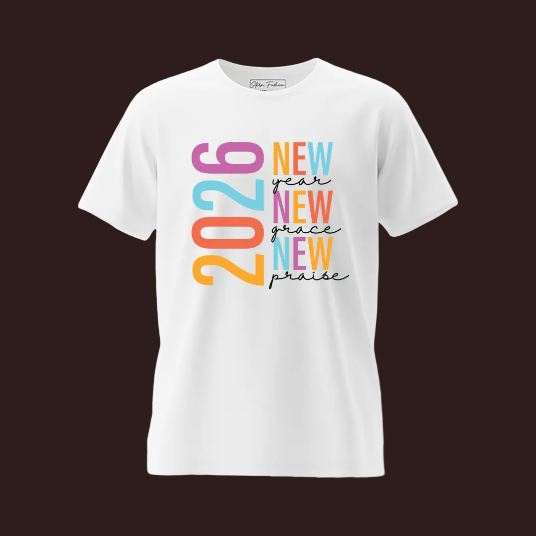 New Year New Grace New Praise 2026 Collection: Custom Family Matching T-Shirts for New Year’s Day - Faith-Based Graphic Tees for Adults, Toddlers, and Infants