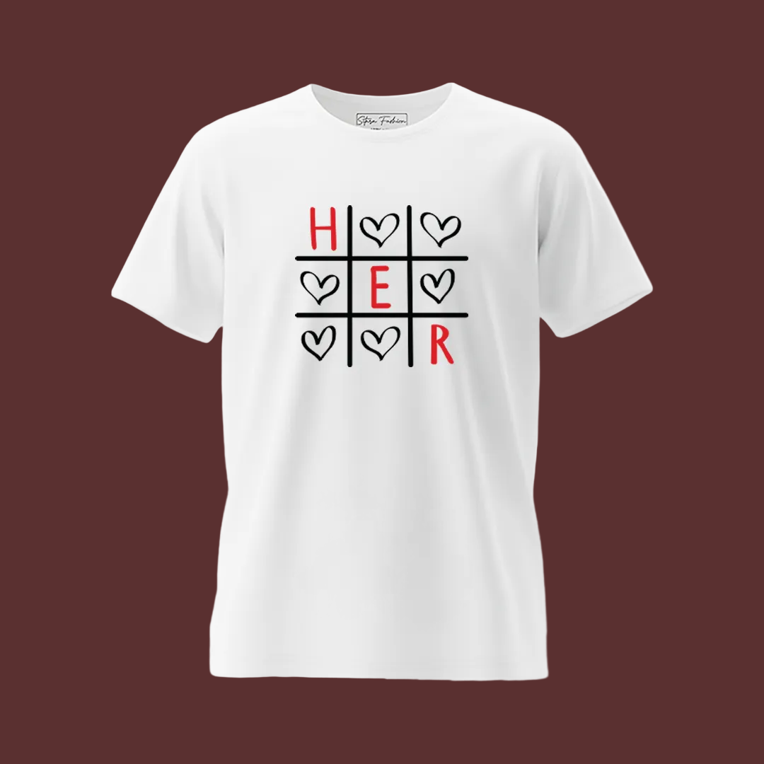 Unique Tic Tac Toe Matching Couple T-Shirts | Romantic Valentine's Day Tees