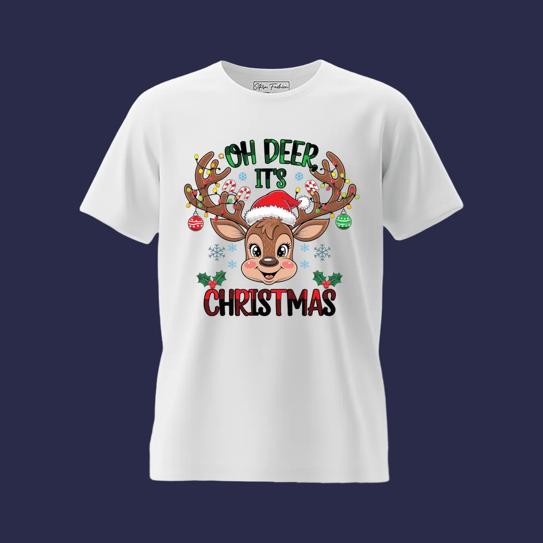 Personalized Christmas Family Outfit - Mom, Dad  Kids & Rompers Red Reindeer Graphic Tees