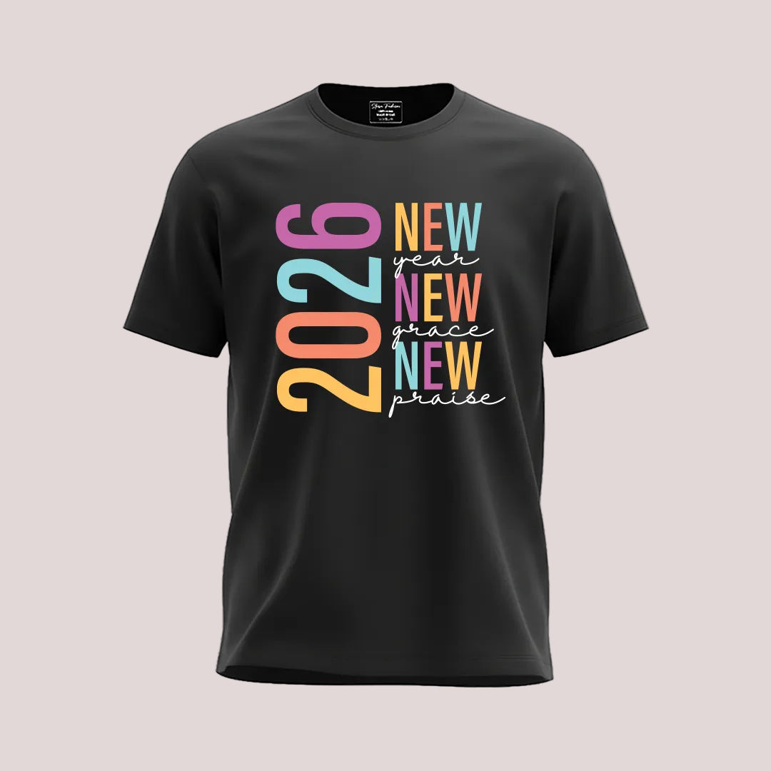 New Year New Grace New Praise 2026 Collection: Custom Family Matching T-Shirts for New Year’s Day - Faith-Based Graphic Tees for Adults, Toddlers, and Infants