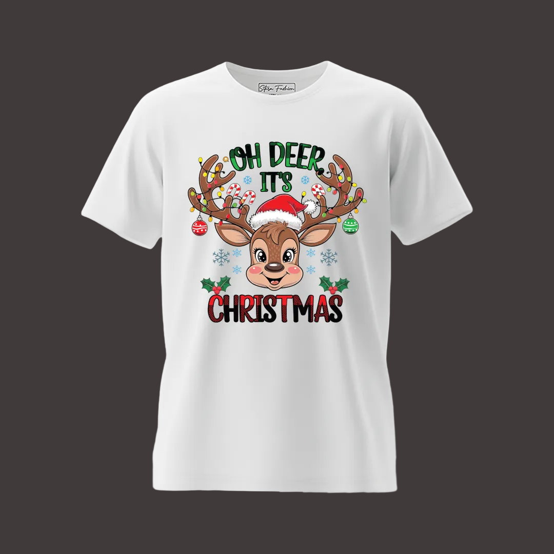Personalized Christmas Family Outfit - Mom, Dad  Kids & Rompers Red Reindeer Graphic Tees