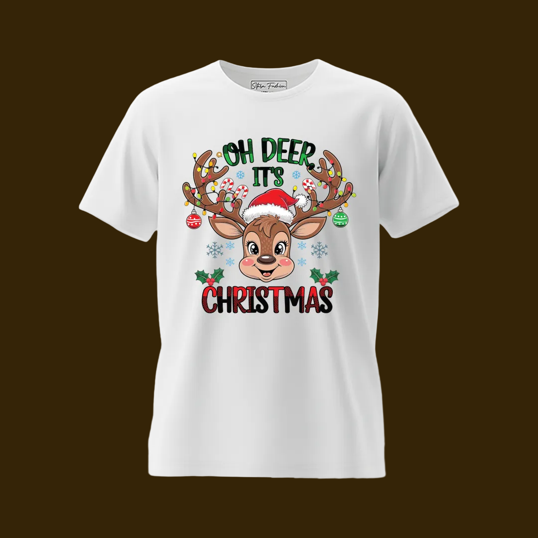 Personalized Christmas Family Outfit - Mom, Dad  Kids & Rompers Red Reindeer Graphic Tees