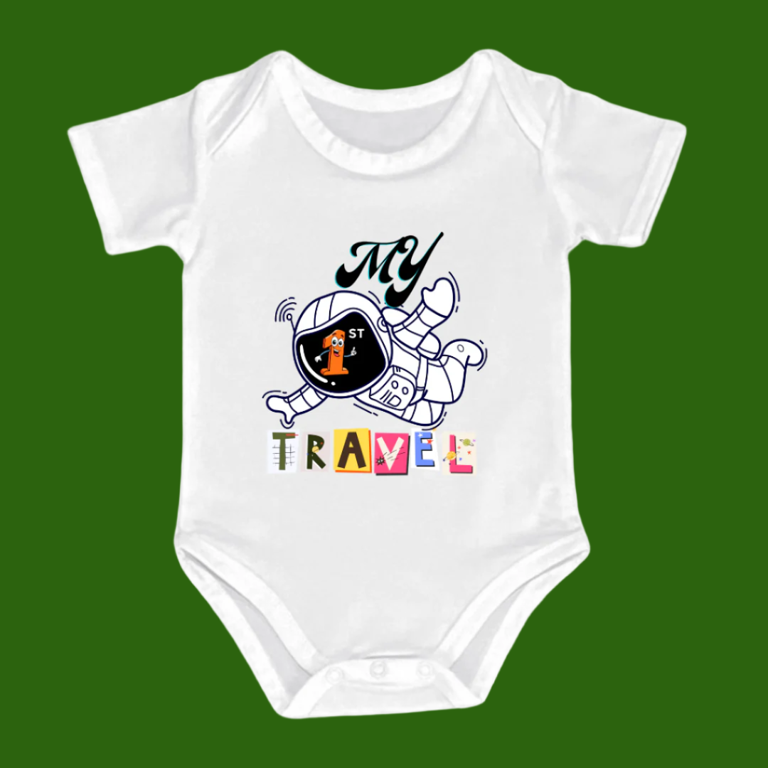 MY FIRST TRAVEL, 100% Cotton Bodysuit,TRAVEL Outfit
