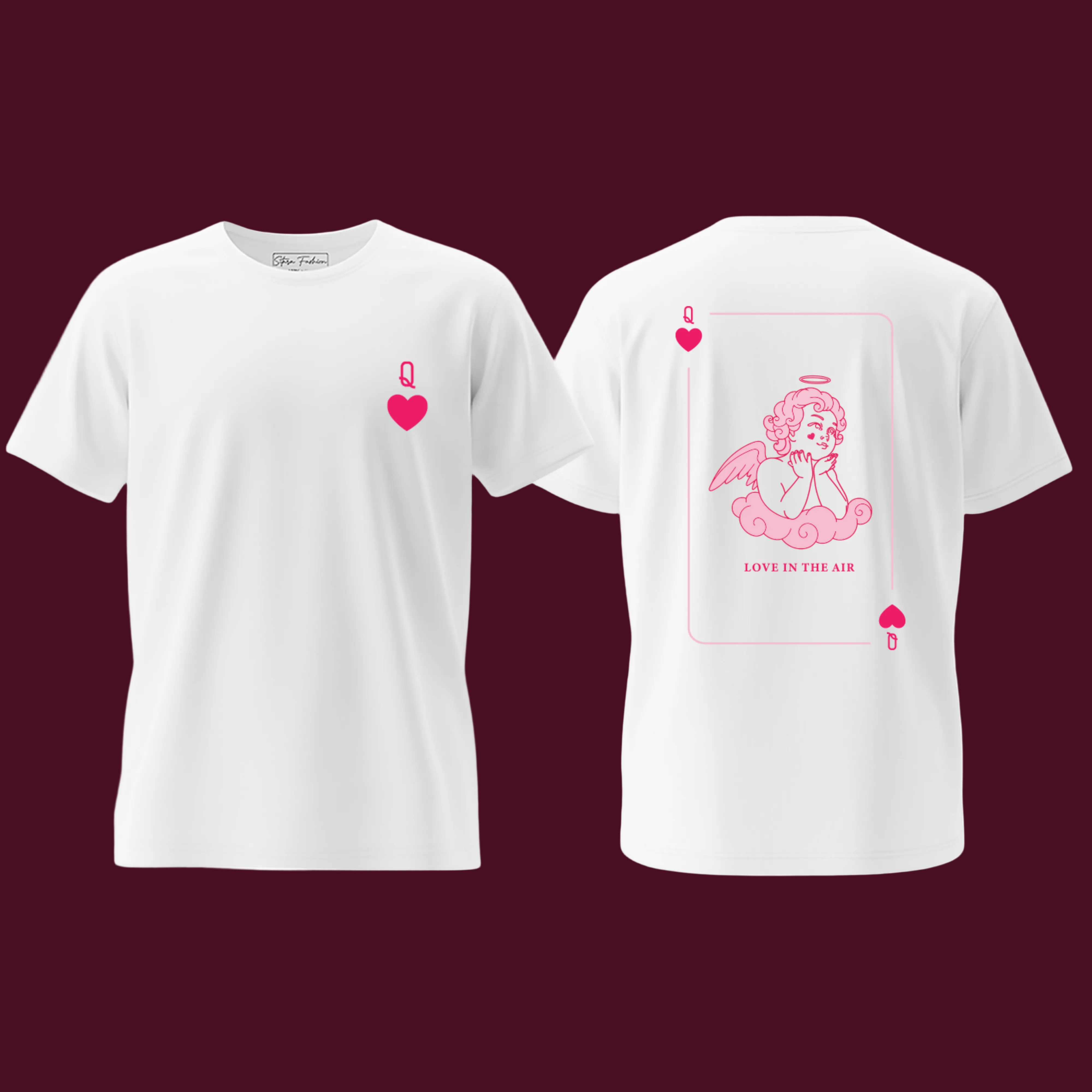 Aesthetic Pink Cupid Playing Card T-Shirts – Valentine Season Streetwear