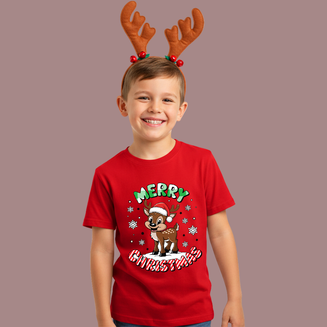 Christmas Reindeer T-Shirt for Kids | Festive Holiday Kids' Graphic Tees