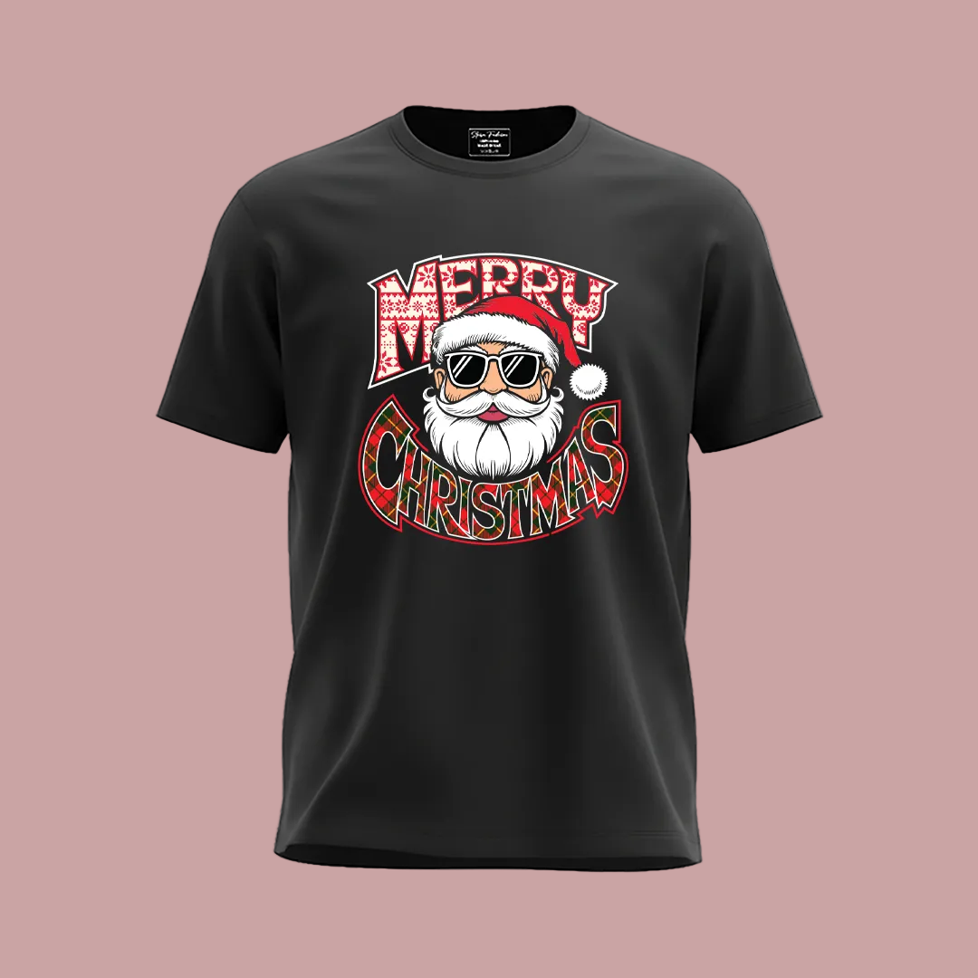 Red Matching Family Christmas T Shirts - "Merry Christmas" Cool Santa Sunglasses Design - Mom Dad Kids Baby