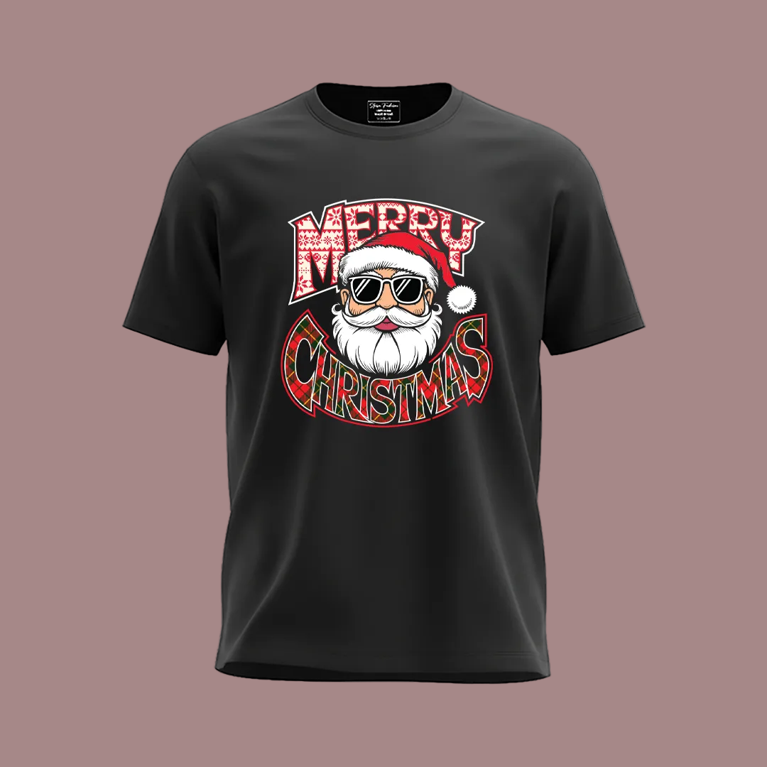 Red Matching Family Christmas T Shirts - "Merry Christmas" Cool Santa Sunglasses Design - Mom Dad Kids Baby
