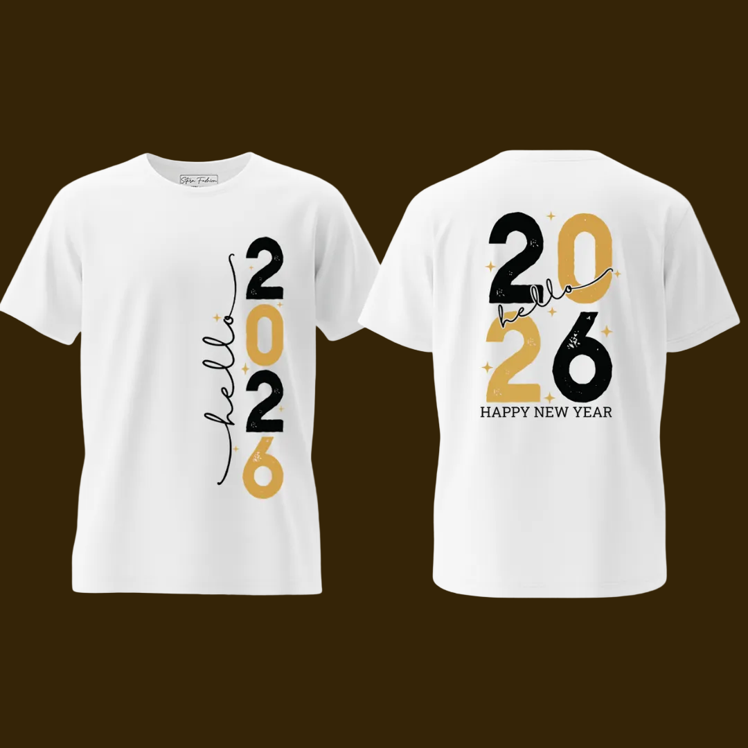Hello 2026 Family Matching New Year's Eve Shirts - Matching T-shirts for Romper, Kids & Adults - 2026 New Year Party Family Reunion Tees