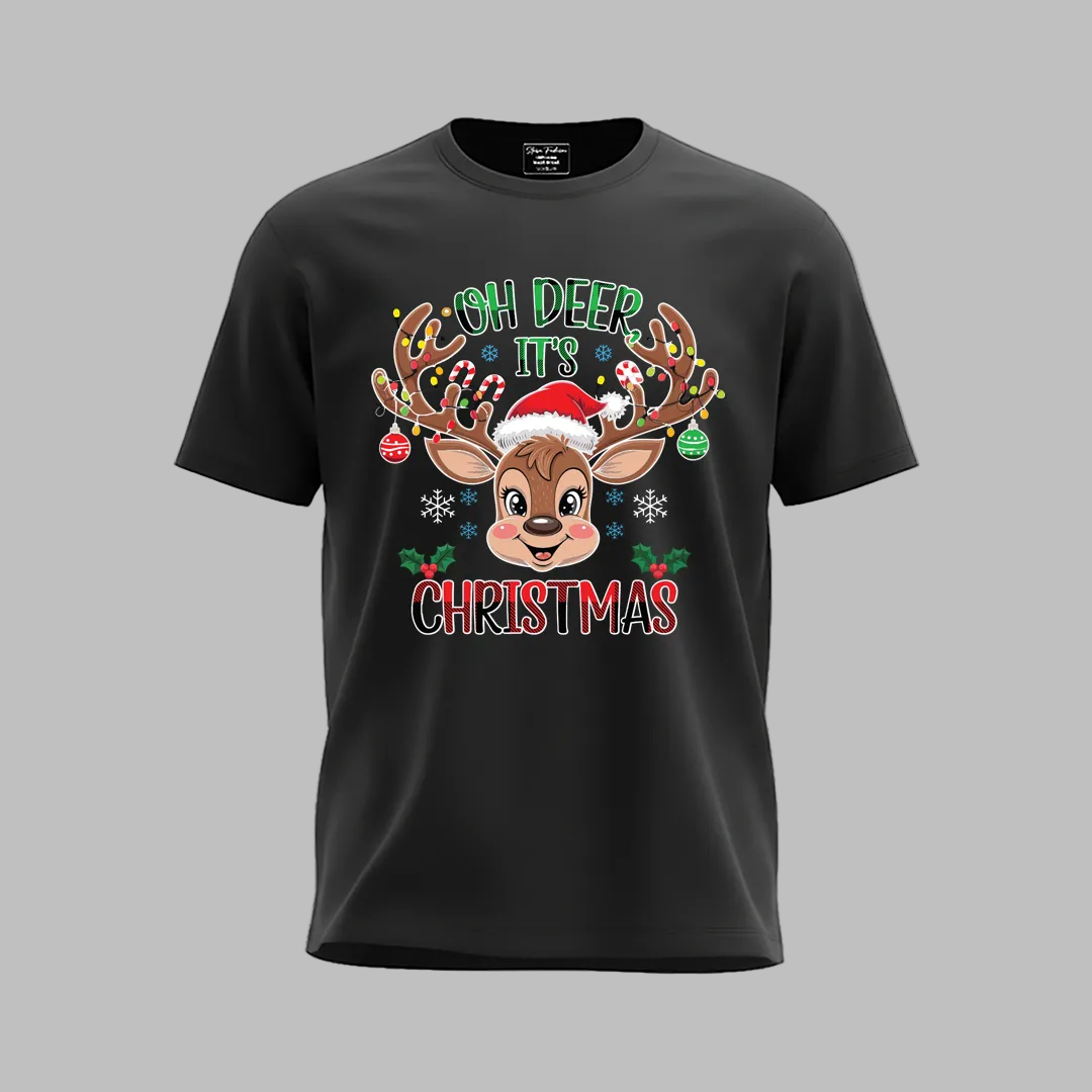 Personalized Christmas Family Outfit - Mom, Dad  Kids & Rompers Red Reindeer Graphic Tees