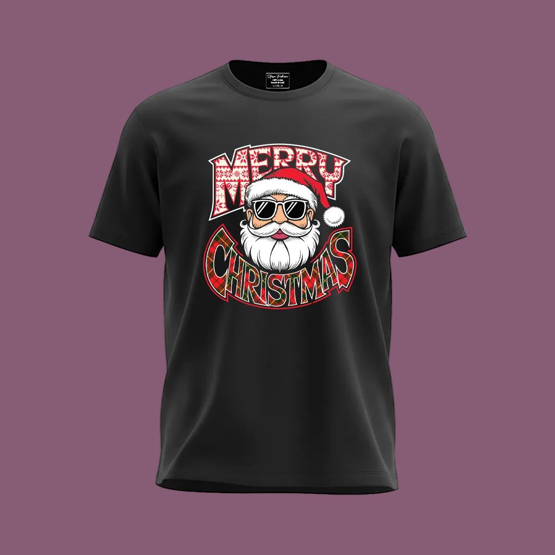 Red Matching Family Christmas T Shirts - "Merry Christmas" Cool Santa Sunglasses Design - Mom Dad Kids Baby