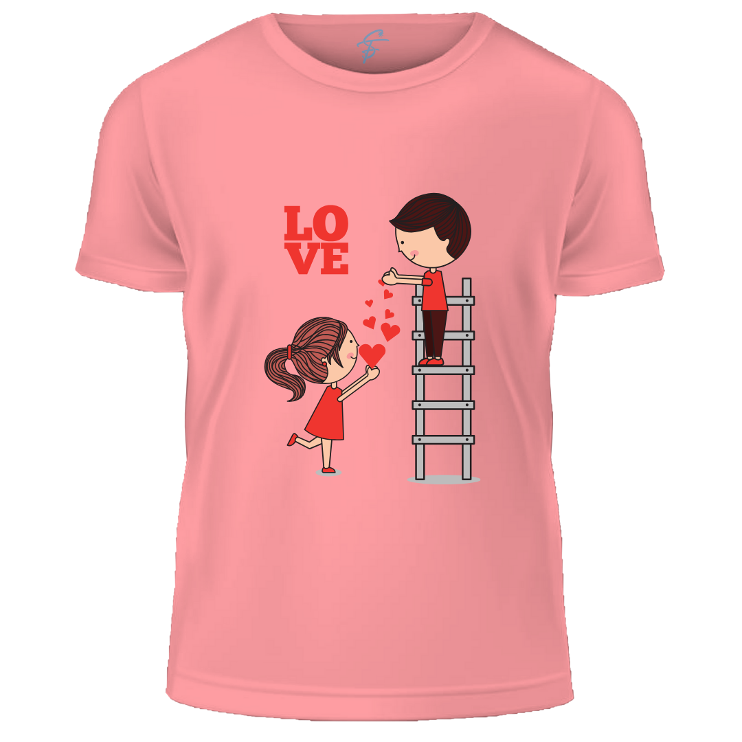 Love Ladder Design Print, Gift, Short Sleeve, Set of 2 PCS - Couple Tshirt for Couples