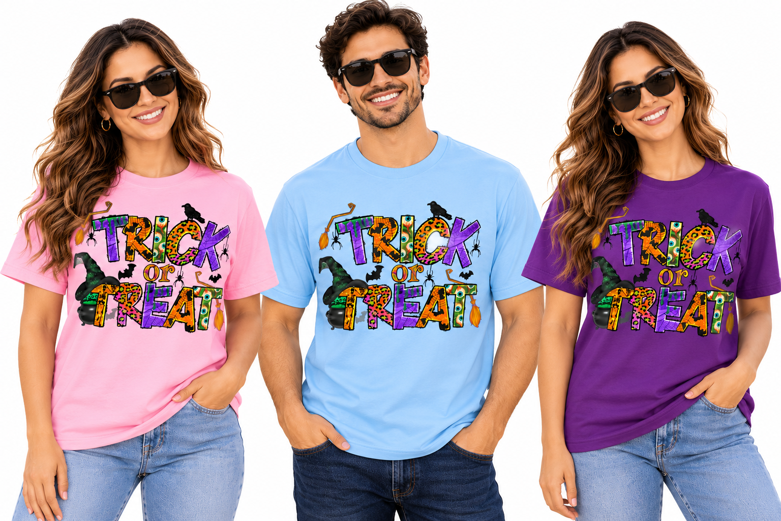 Halloween Trick or Treat Graphic T-Shirt for Men, Women & Kids – Unisex Tee | Multiple Colors