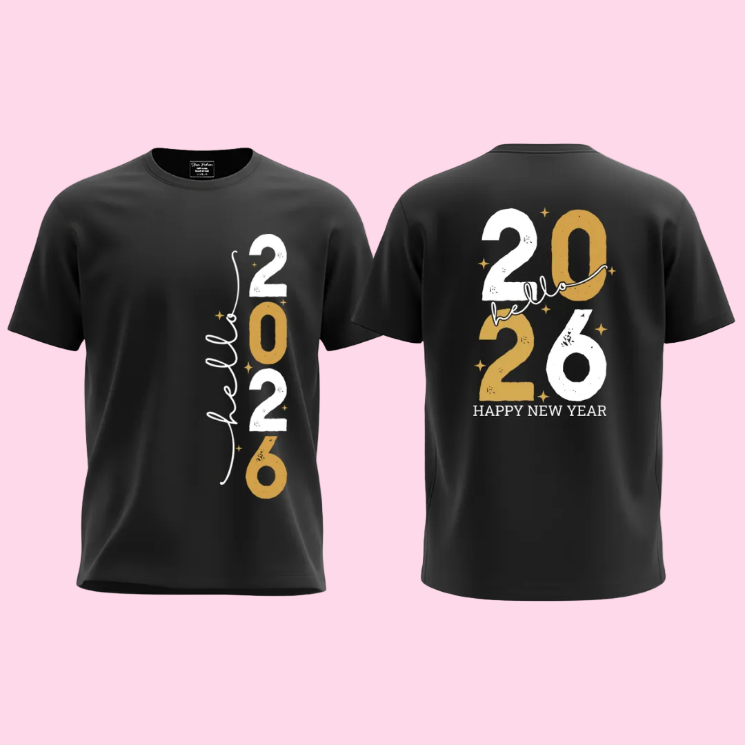 Hello 2026 Family Matching New Year's Eve Shirts - Matching T-shirts for Romper, Kids & Adults - 2026 New Year Party Family Reunion Tees