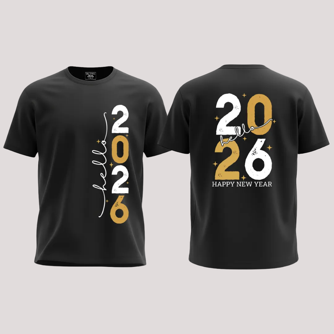 Hello 2026 Family Matching New Year's Eve Shirts - Matching T-shirts for Romper, Kids & Adults - 2026 New Year Party Family Reunion Tees