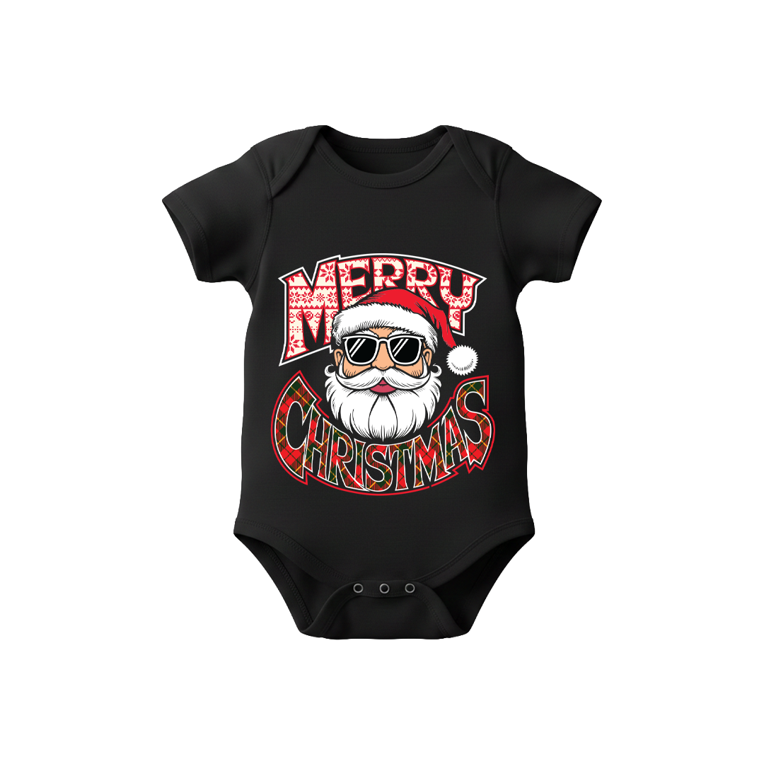 Red Matching Family Christmas T Shirts - "Merry Christmas" Cool Santa Sunglasses Design - Mom Dad Kids Baby