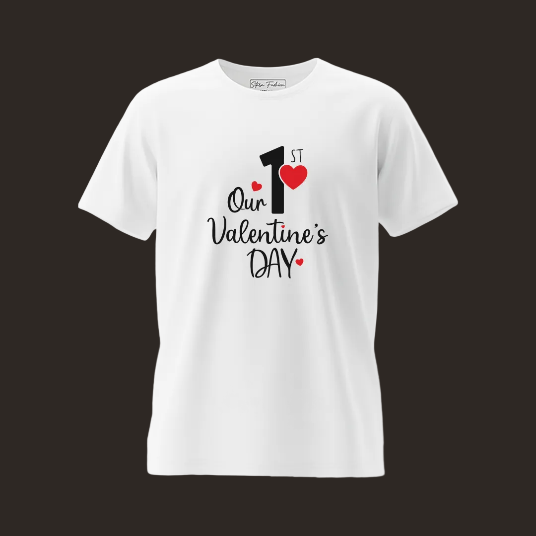 First Valentine's Day Gift for Couples | Our 1st Valentine's Day Matching Shirts | Personalized Feel Romantic Gift for Husband Wife, Boyfriend Girlfriend |