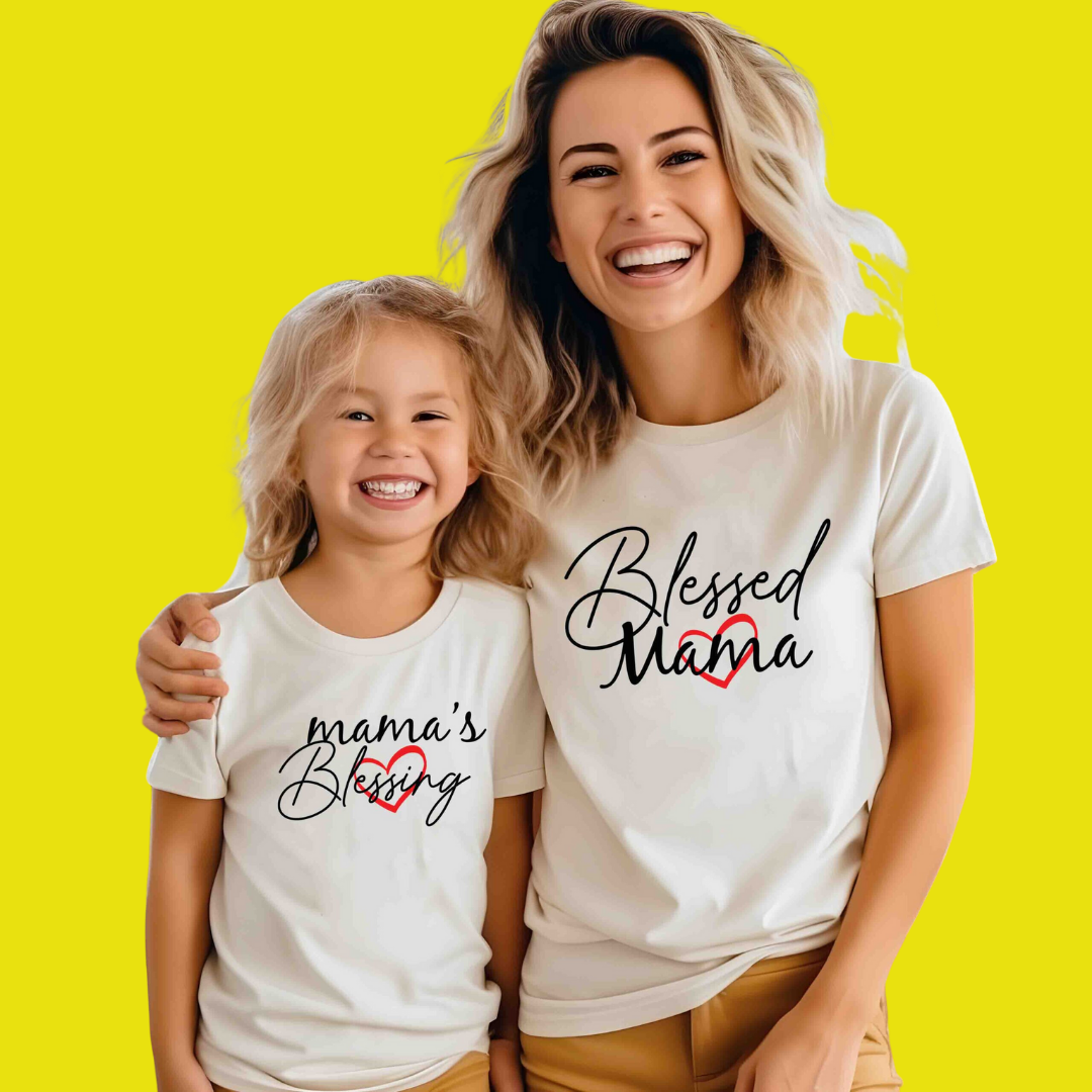 BLESSED MAMA TSHIRT AND ROMPER - Mom & Me