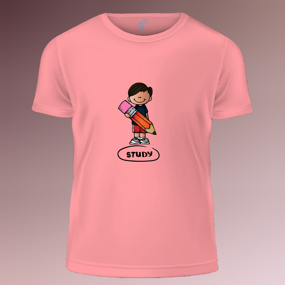 STUDY – Back to School Outfit for Boys & Girls – Short Sleeve White Tee, T-Shirt,100% Cotton