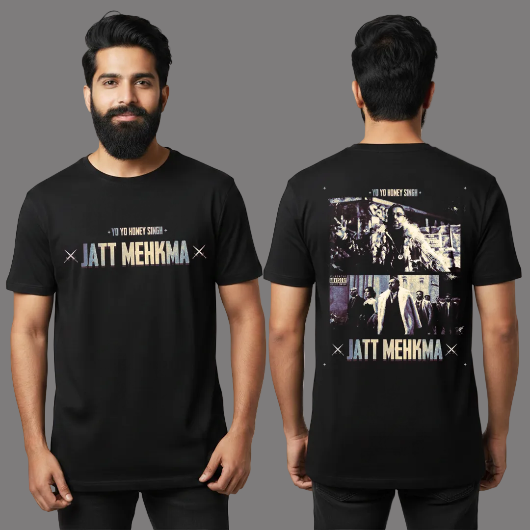 Jatt Mehkma Yo Yo Honey Singh Photo Print T-Shirt | Black Premium Cotton Round Neck Tee | Legendary Desi Rapper Merch