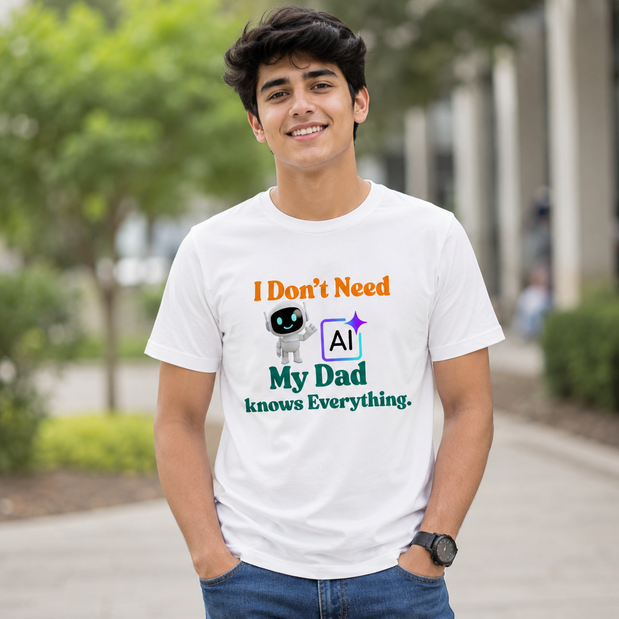 I Don't Need AI, My Dad Knows Everything T-Shirt for Men | Funny Father's Day Graphic Printed Tee
