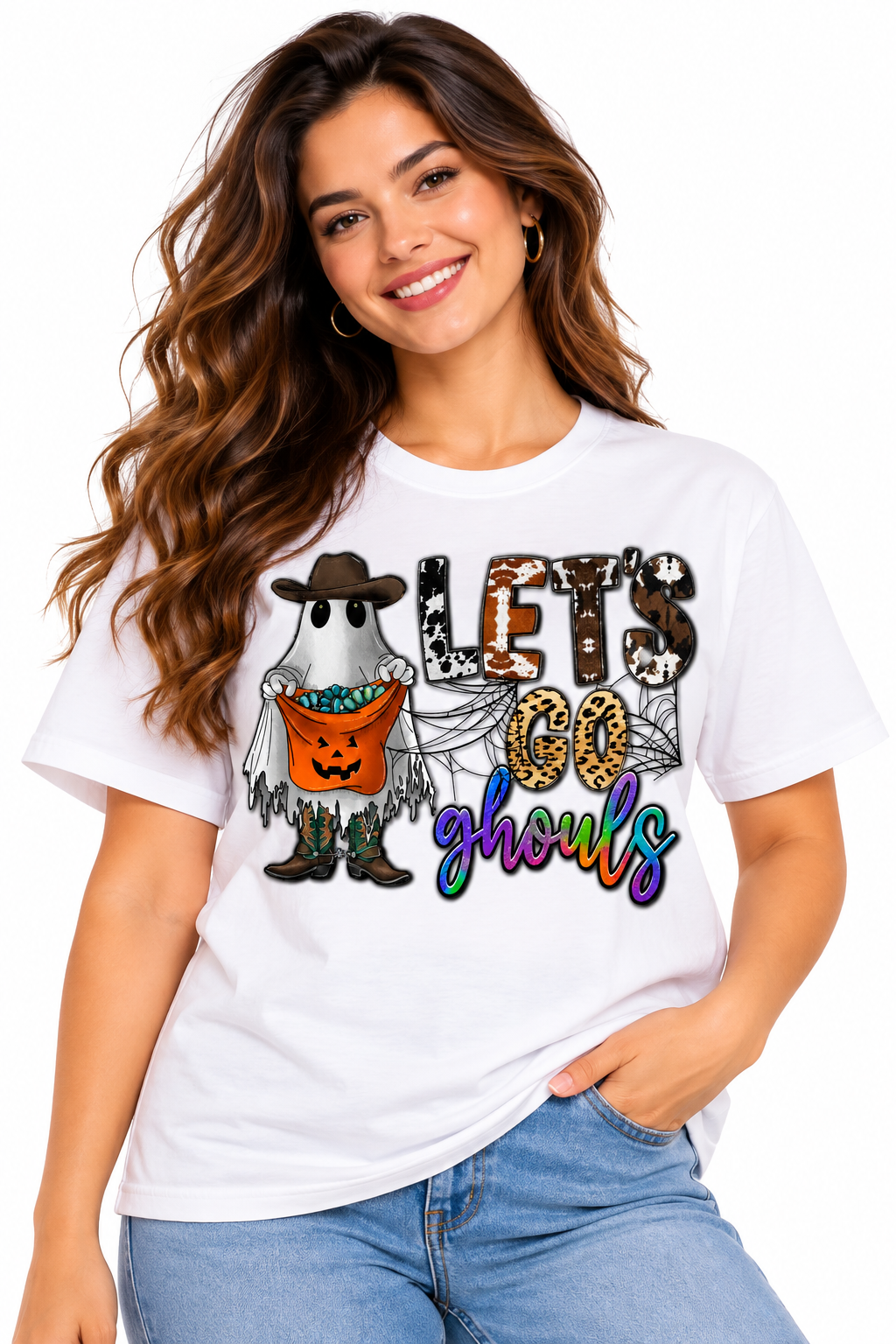 Halloween Graphic T-Shirt for Men and Women, Let’s Go Ghouls Print, Cotton, Regular Fit, Round Neck, Short Sleeve