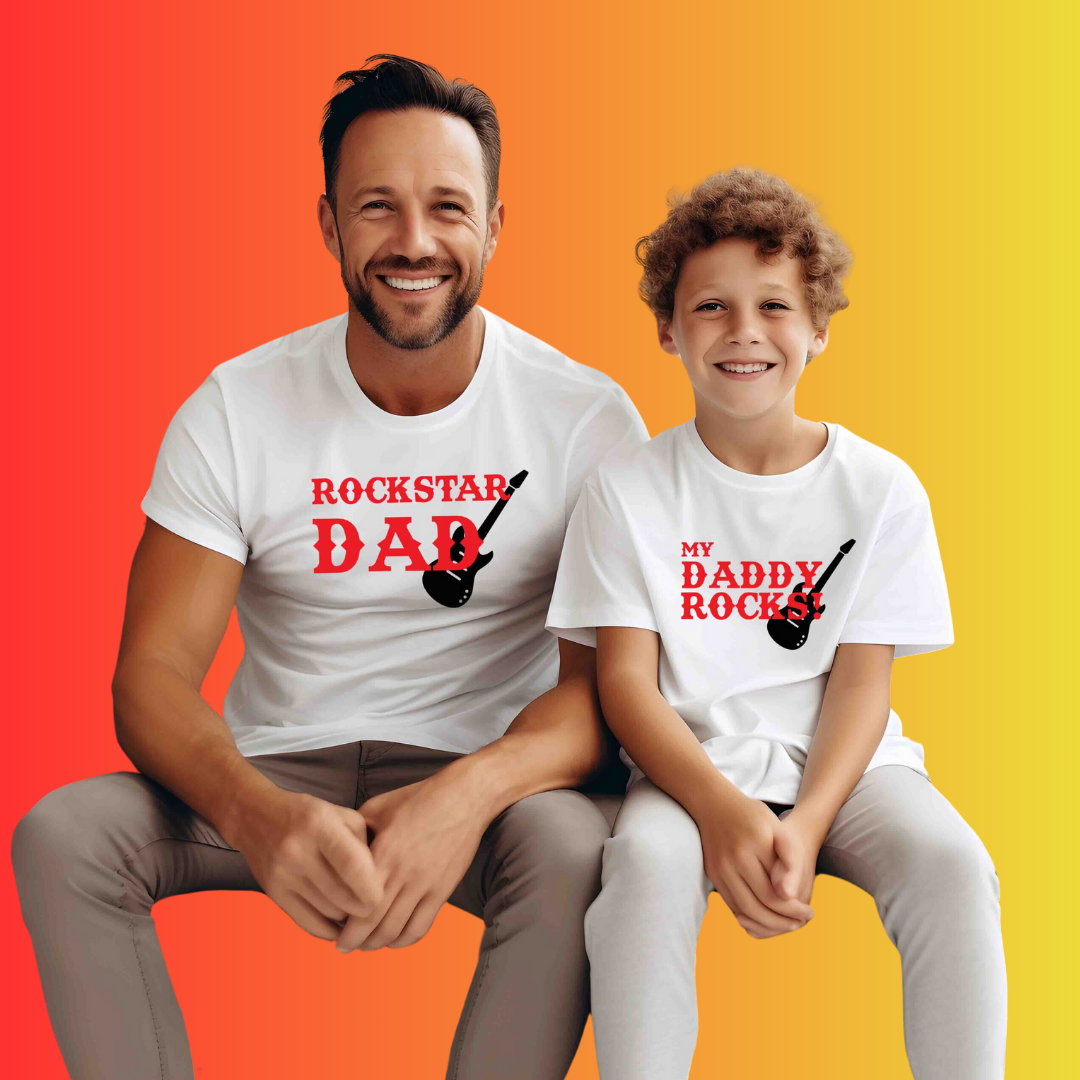 ROCKSTAR DAD WITH BOY TSHIRT AND ROMPER - Dad & Me
