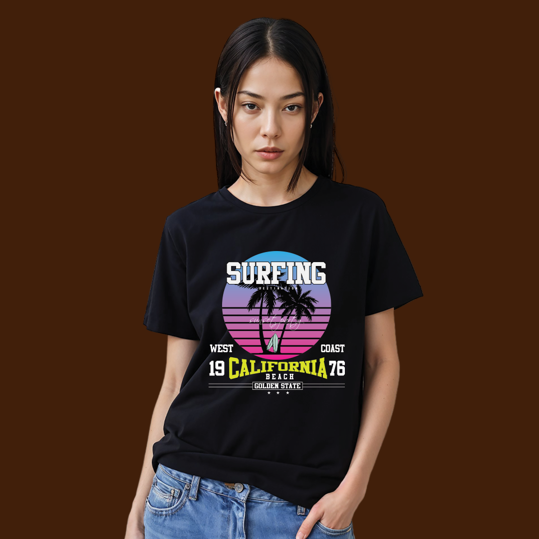 Retro California Surf Tee: Vintage Beach Vibes & Golden State Style