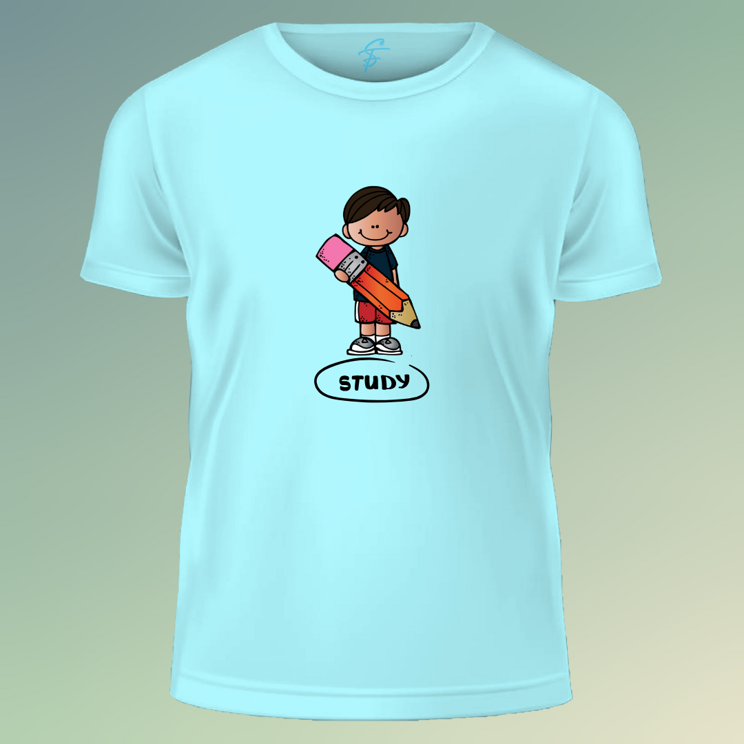 STUDY – Back to School Outfit for Boys & Girls – Short Sleeve White Tee, T-Shirt,100% Cotton